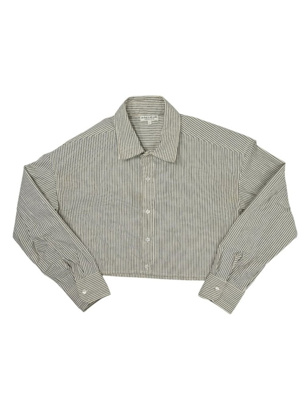 The Lady & The Sailor Cropped Boxy Button Up Shirt in Ivory Stripe